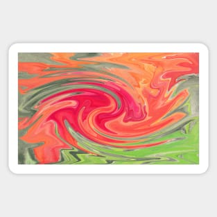 Abstract Red & Orange Tulips Digital Art Sticker